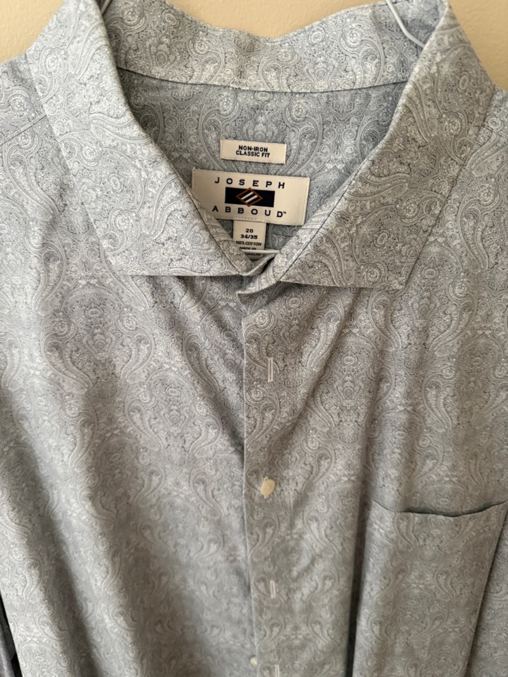 Joseph Abboud Light Gray Paisley Dress Shirt